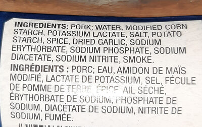saucisson Polonais ingredients label
