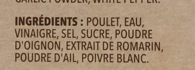 Poulet effiloché ingredients label