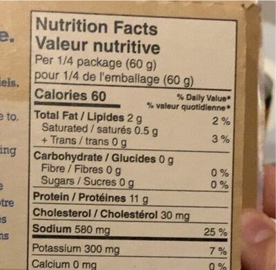 Jambon coupé en dé nutrition facts table