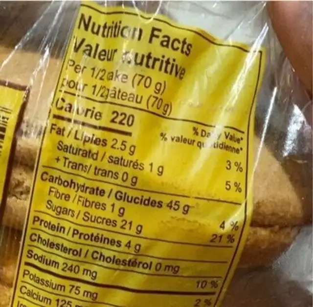 Bulla cake nutrition facts table