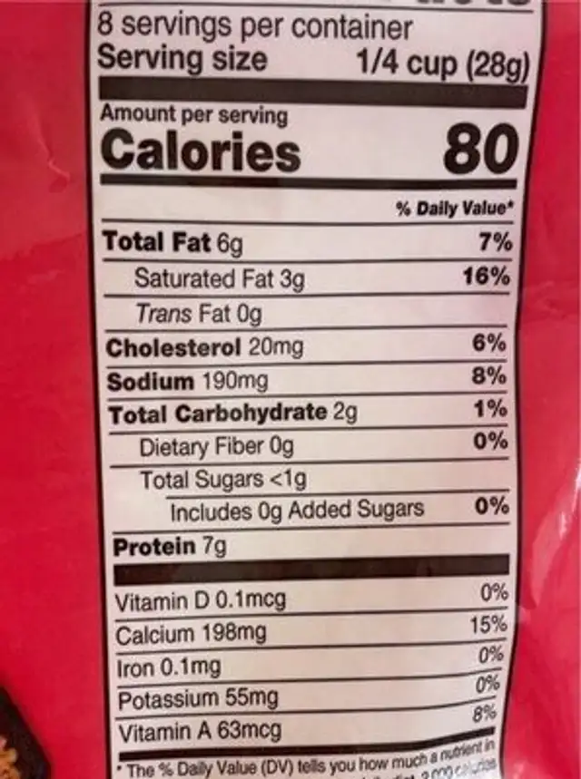 Mozzarella cheese nutrition facts table