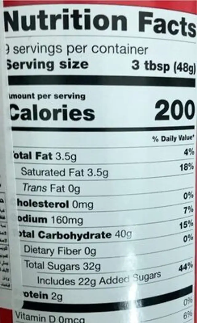 Tim Hortons Cappuccino French Vanilla nutrition facts table