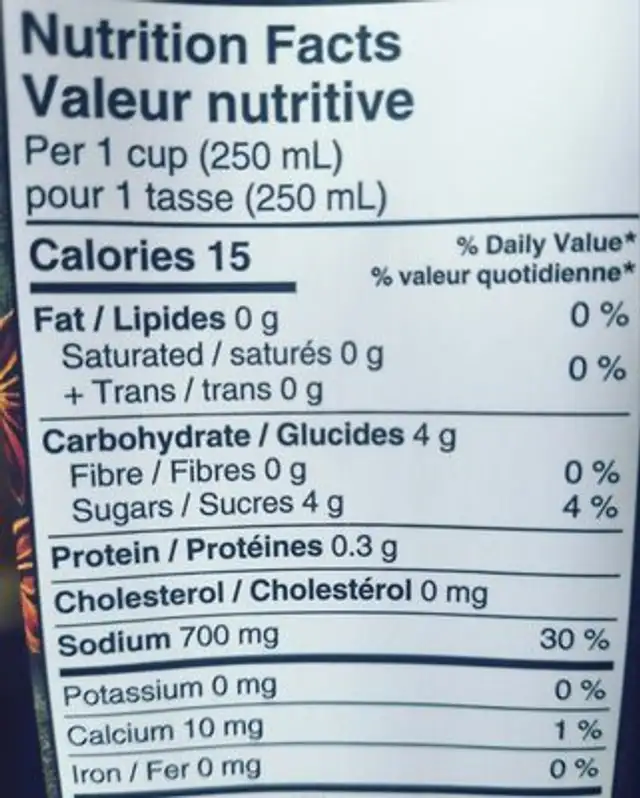 PHO BROTH nutrition facts table