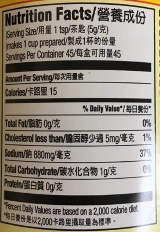 Knorr, broth mix, chicken nutrition facts table