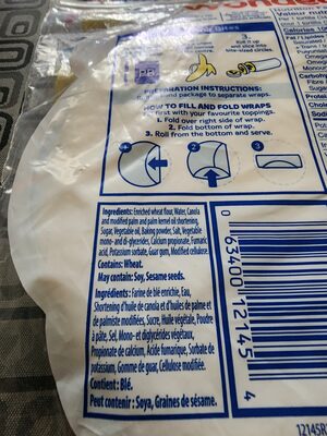 White Wraps ingredients label