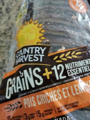 Country harvest grains + 12 (pois chiches et lentilles) front packaging