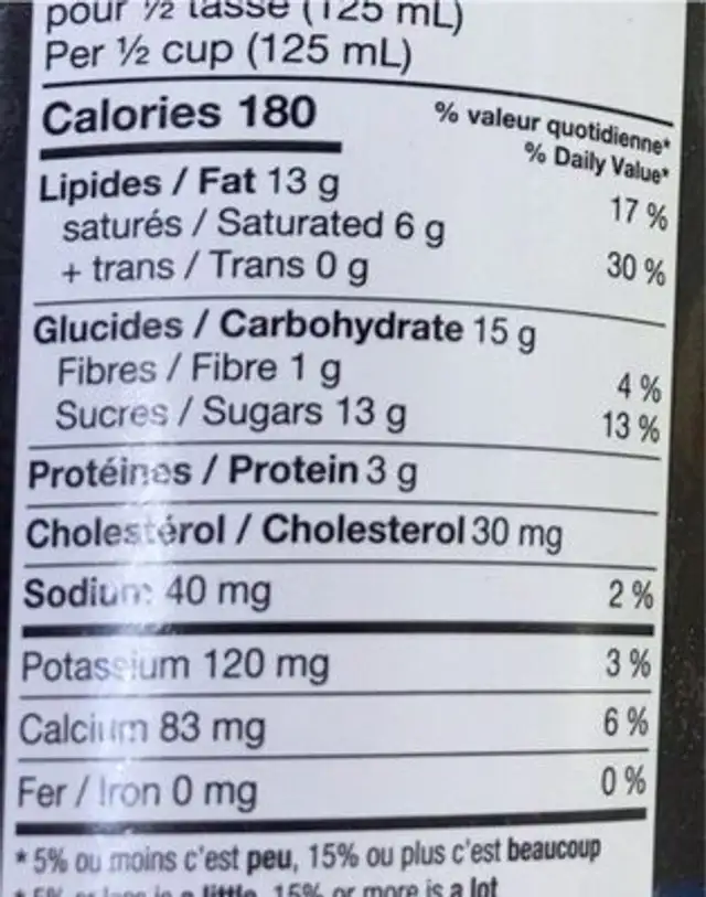 Sesame ouvre toi nutrition facts table