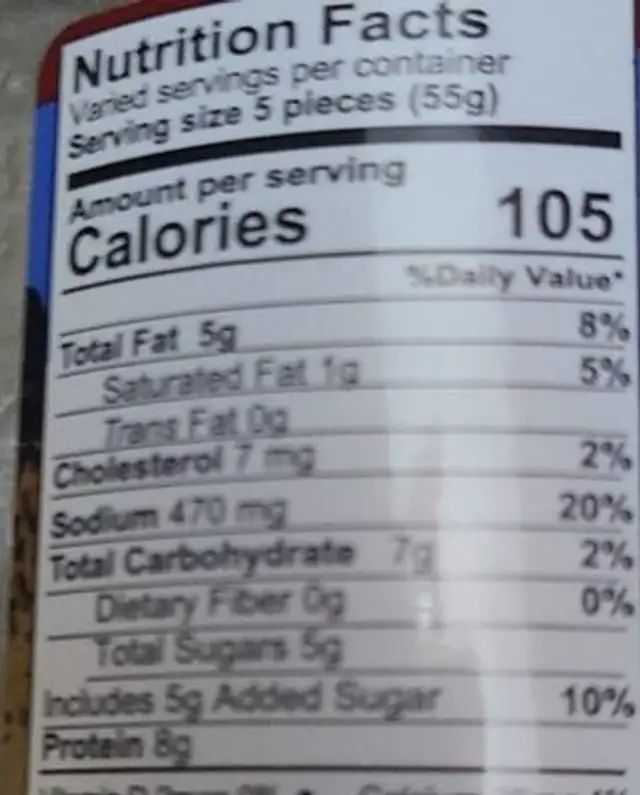 Herring tidbits in wine sauce nutrition facts table