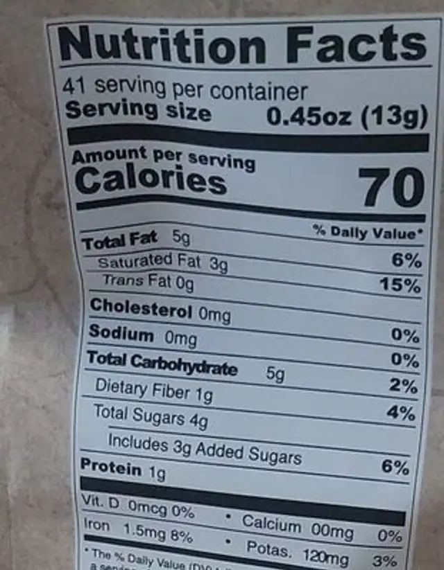 Wild blueberry nutrition facts table