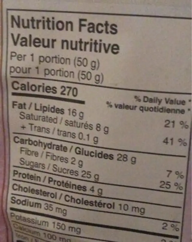 Rocky road chocolat au lait nutrition facts table