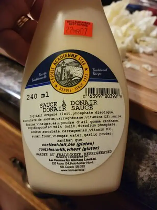 donair sauce ingredients label