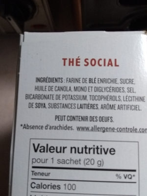 SOCIAL TEA Classic Cookies ingredients label