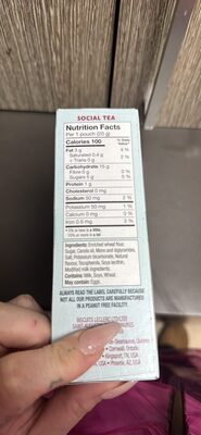 SOCIAL TEA Classic Cookies nutrition facts table