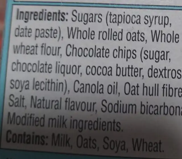 Go pure ingredients label