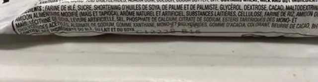 Barres crocantes saveur de biscuits et crème ingredients label