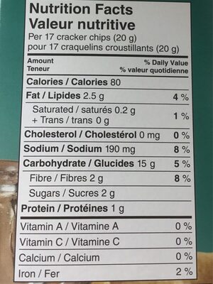 Salt&vinegar crackers chips nutrition facts table