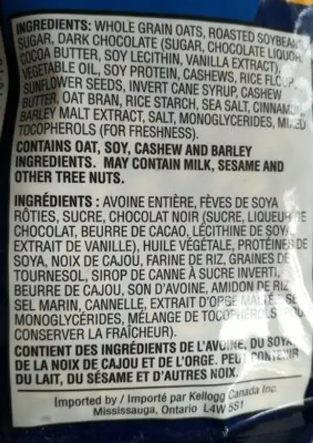 Vector ingredients label