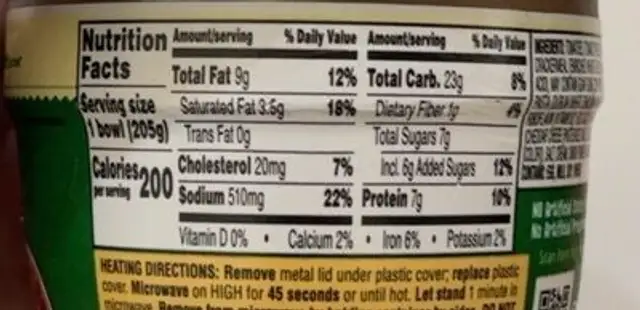Chef Boyardee Rings and Meatballs nutrition facts table