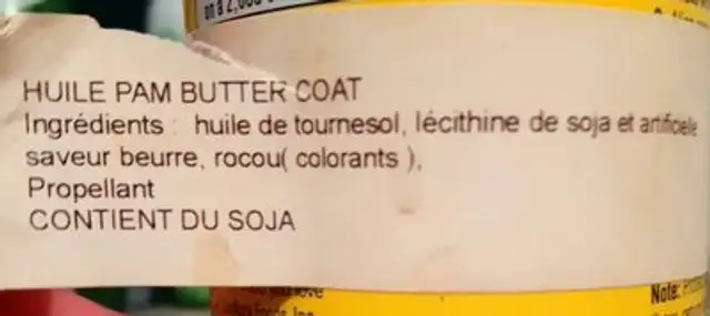 PAM Buttercoat Cooking Spray - 6/17 oz., 17 OZ ingredients label