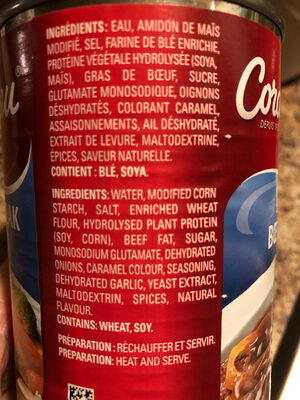 Sauce pour boeuf haché ingredients label