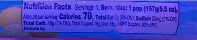 Welchs Lomonade Icee nutrition facts table