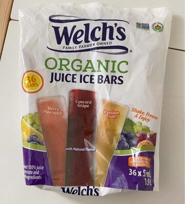 Organic Juice Ice Bars - Berry Pineapple, Concord Grape, Passionfruit front packaging