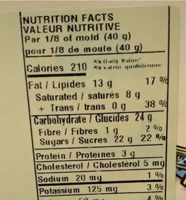 Chocolat au lait nutrition facts table