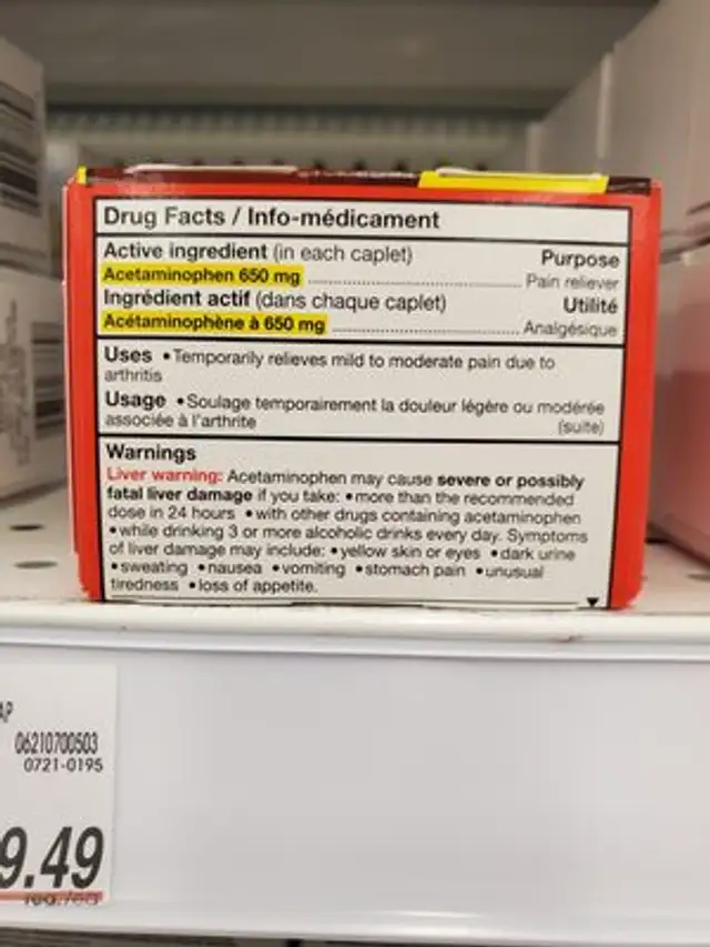 tylenol ingredients label