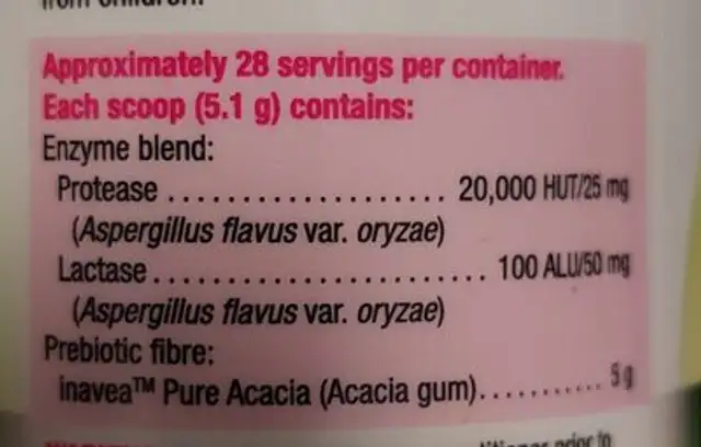 Jamieson Digestive Booster Powder ingredients label