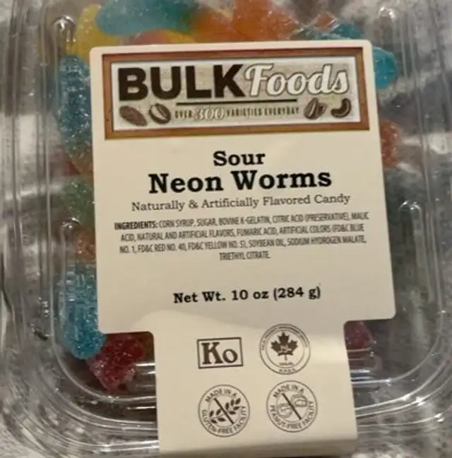 Sour neon worms