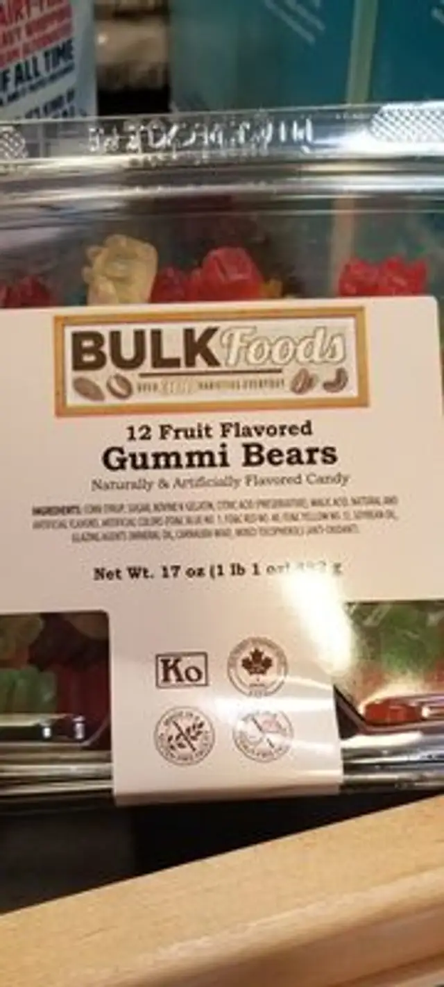 Gummi bears ingredients label