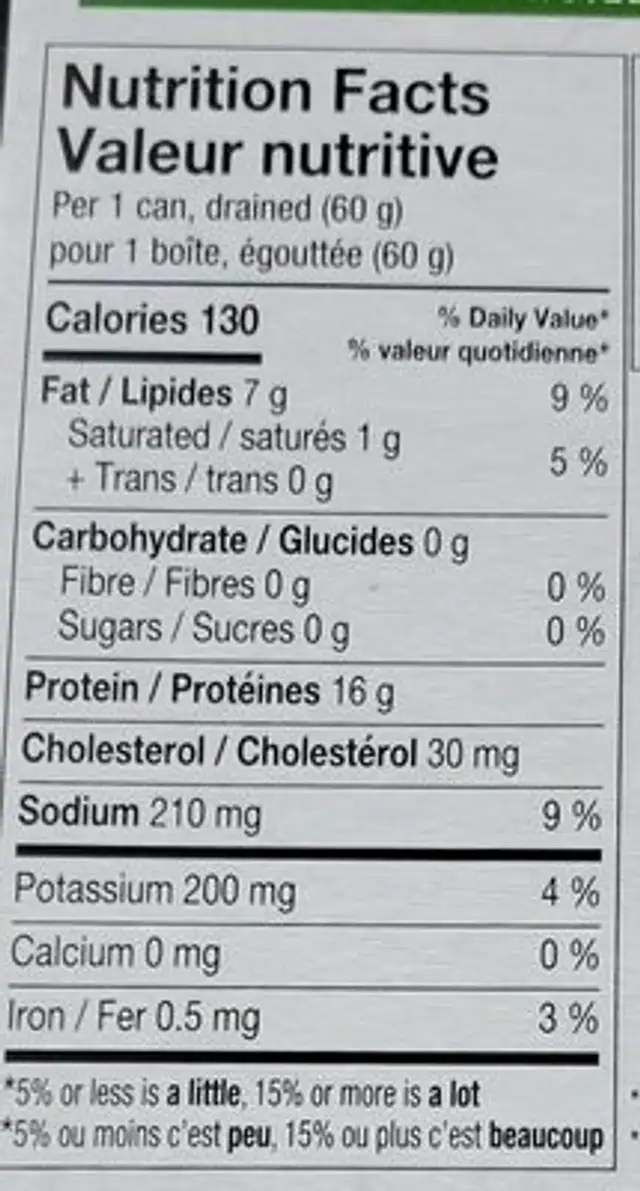 Oceans in Tuna olive oil nutrition facts table