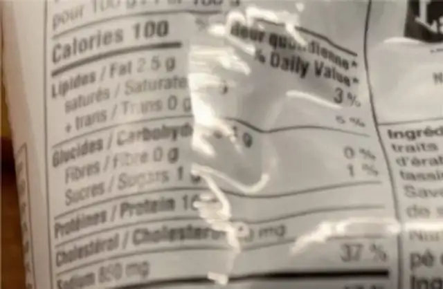 P’tit caprice Erable nutrition facts table
