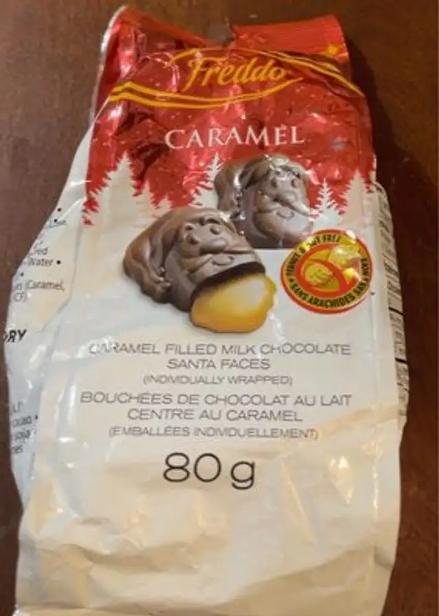Caramel filled milk chocolate santa faces