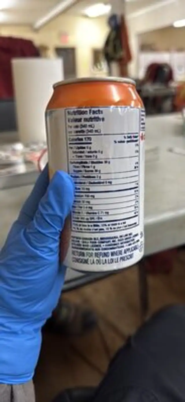 Orange 100% juice nutrition facts table