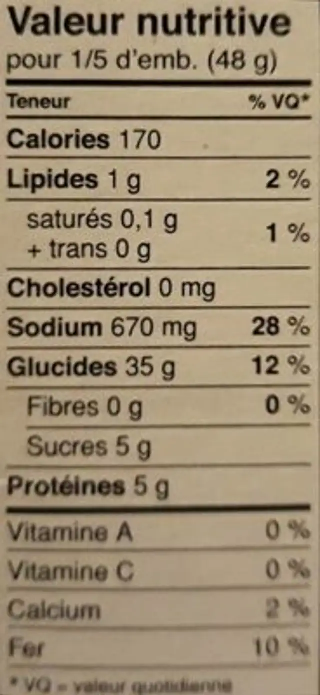 Hamburger Helper Cheesy Shells nutrition facts table