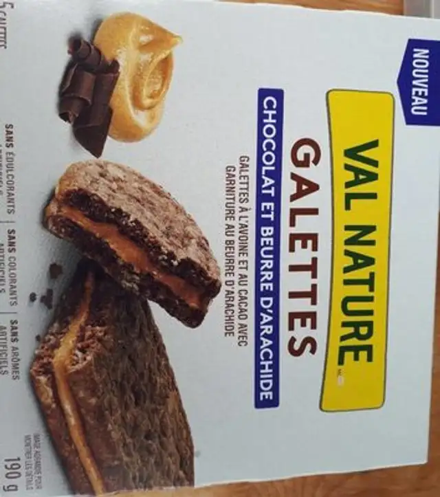 Biscuits chocolat et beurre d'arachide front packaging