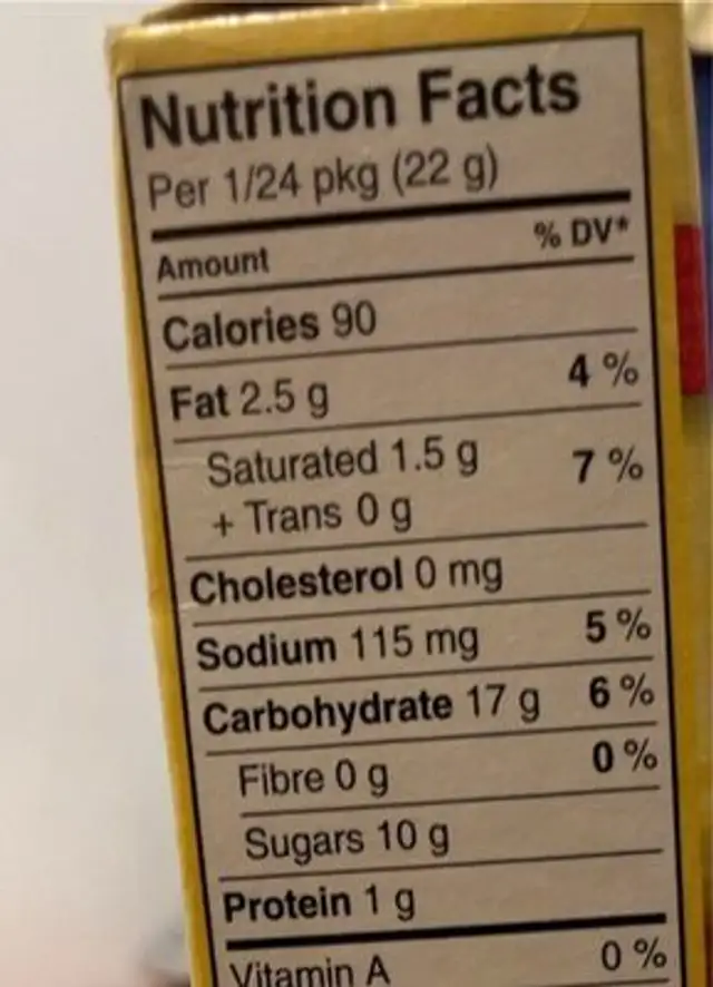 Chicolate chip cookie mix nutrition facts table