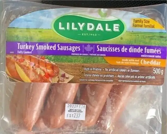 Turkey smoked sausages cheddar