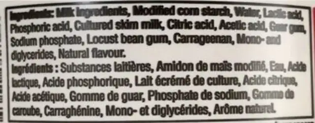 Sour Cream - Restaurant Style nutrition facts table