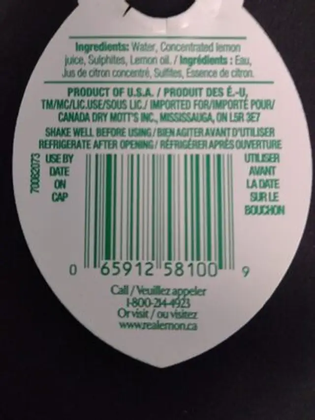 Realemon ingredients label