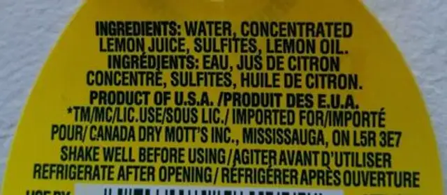 Realemon nutrition facts table