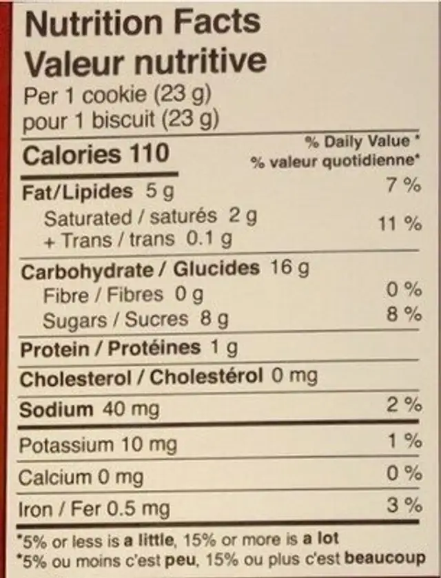 Premium Maple Cream Cookies nutrition facts table