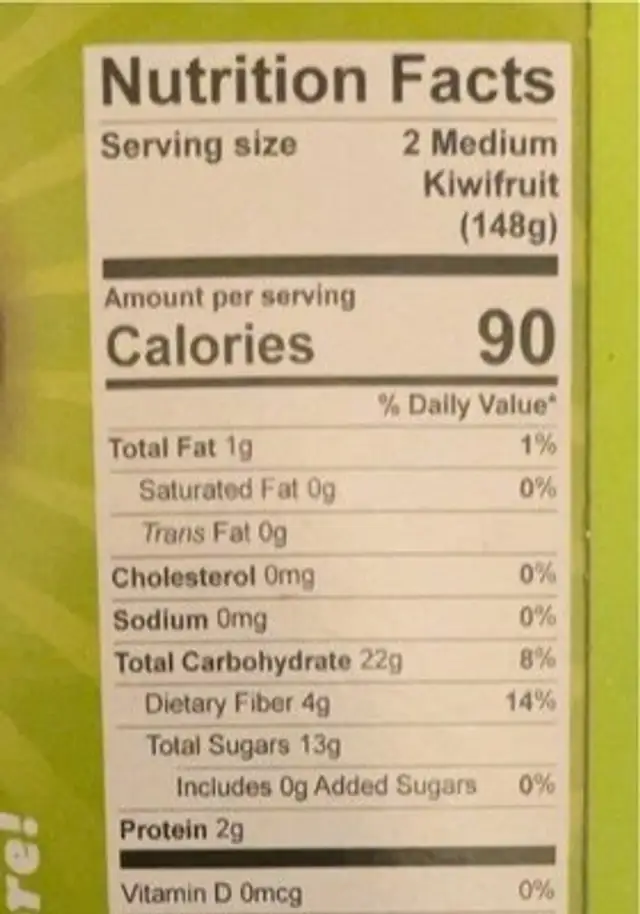 Kee wee nutrition facts table