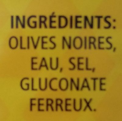 Pitted Black Olives ingredients label