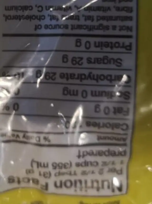 Country time nutrition facts table