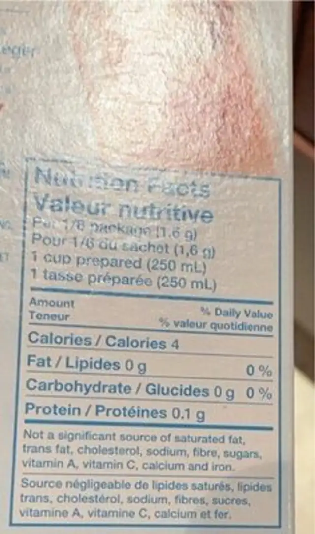 Crystal Light Strawberry orange banana nutrition facts table