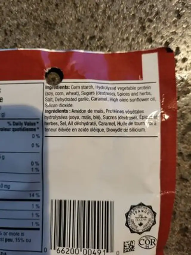 Beef Stew ingredients label
