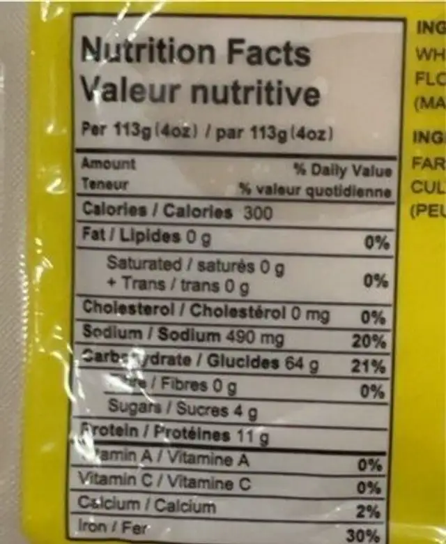 Shanghai dumpling wrappers nutrition facts table