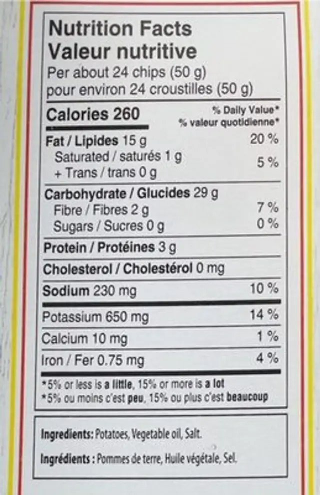 Dutch Crunch Original nutrition facts table